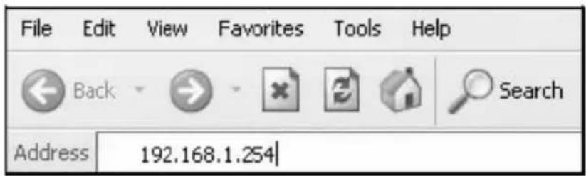 File Edit View Favorites Tools Help Back Search Address 192.168.1.254