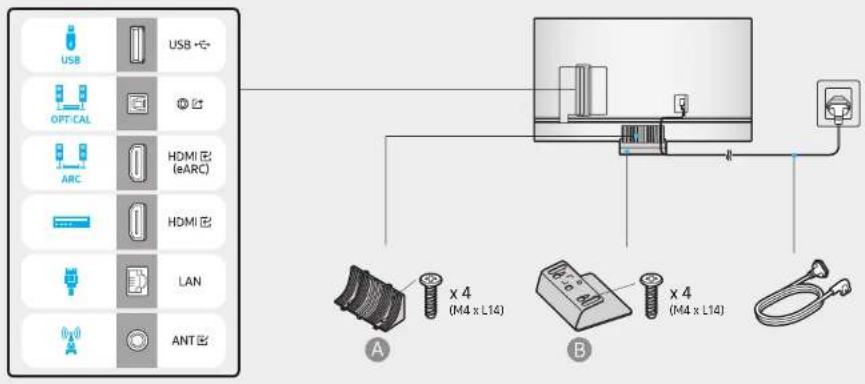 USB OPT.CAL ARC HDMI (eARC) HDMI LAN ANT A x 4 (M4 x L14) B x 4 (M4 x L14)