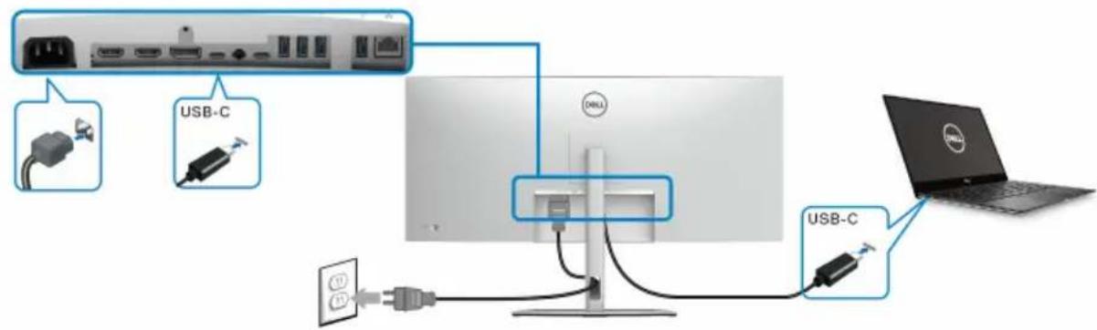 DELL U3824DW - Super speed USB 10 Gbps (USB 3.2 Gen2) -kaapelin liittäminen - 6