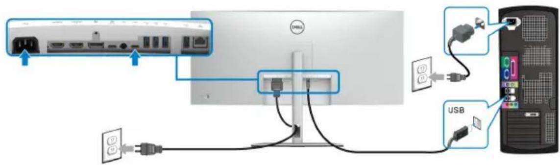DELL U3824DW - Super speed USB 10 Gbps (USB 3.2 Gen2) -kaapelin liittäminen - 2