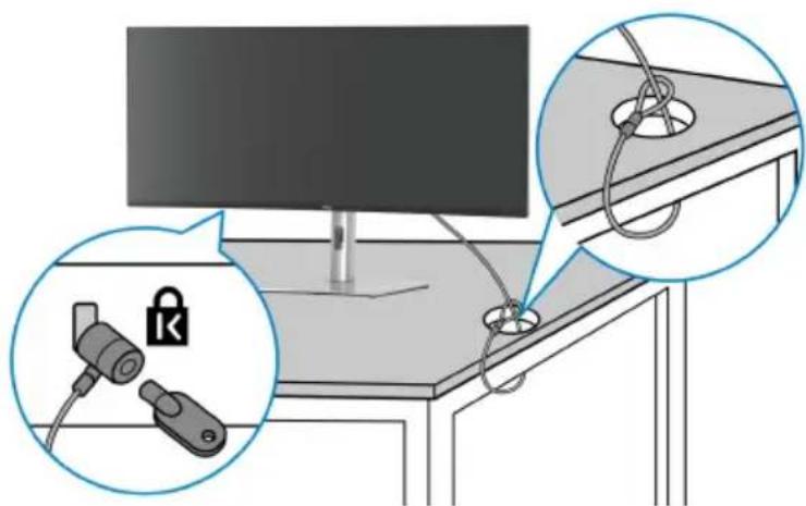 DELL U3824DW - Näytön kiinnittäminen Kensington-lukolla (lisävaruste) - 1