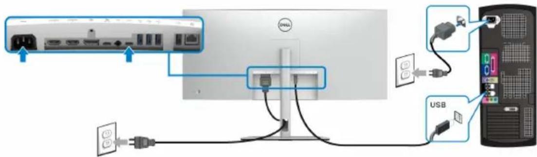 DELL U3824DW - USB Type-C -kaapelin yhdistäminen (USB-C - USB-A) - 1