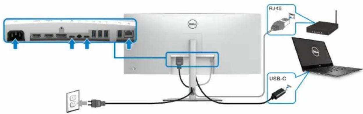 DELL U3824DW - Super speed USB 10 Gbps (USB 3.2 Gen2) -kaapelin liittäminen - 5