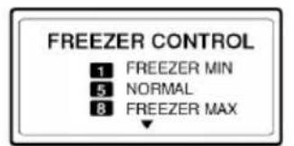 FREEZER CONTROL 1 FREEZER MIN 5 NORMAL 8 FREEZER MAX