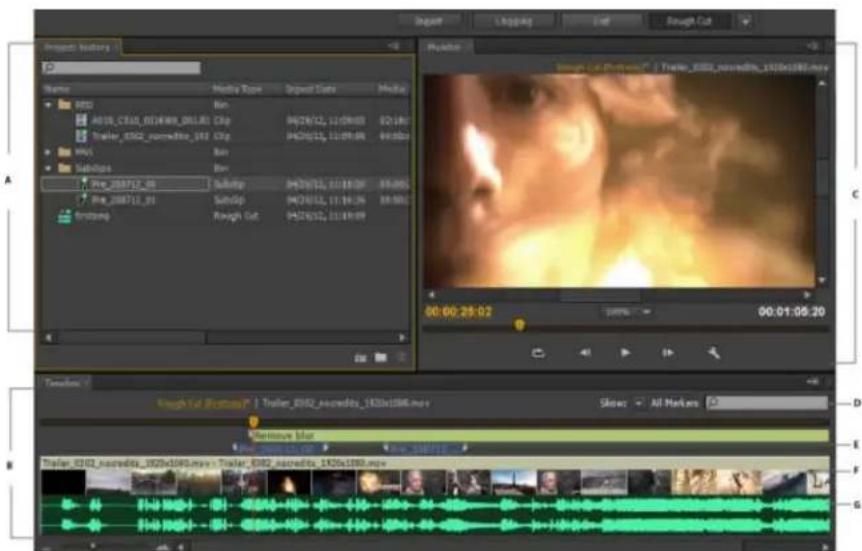 ADOBE Prelude CS6 - The Rough Cut workspace - 1