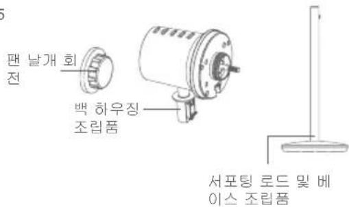 팬 날개 회 전 백 히우징 조립품 서포팅 로드 및 베 이스 조립품