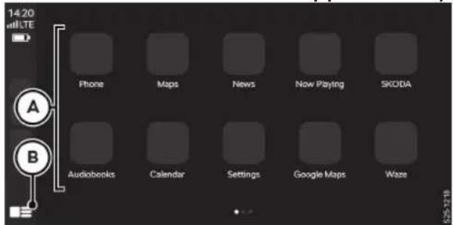 14:20 mLTE Phone Maps News Now Paying SKODA Audiobooks Calendar Settings Google Maps Waze B