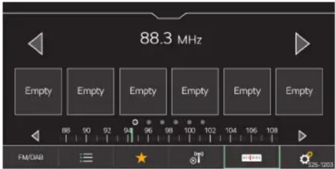 88.3 MHz Empty Empty Empty Empty Empty Empty 88 90 92 94 96 98 100 102 104 106 108 FM/DAB (0) 51:00 S25-1203