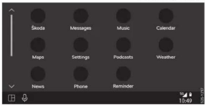 Skoda Messages Music Calendar Maps Settings Podcasts Weather News Phone Reminder