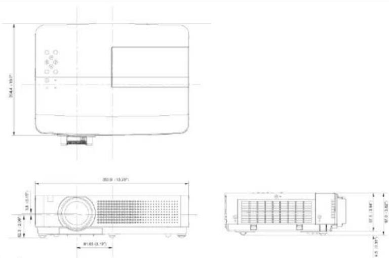 PANASONIC PT-VW330E - Dimenzije - 1