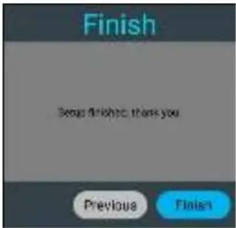 Finish Begin finish to thank you Previous Finish