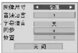 图像尺寸 音频语言 字幕语言 同步 位置 关闭