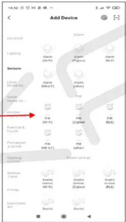 14:52 Add Device Electrical Lighting Sensors Large Home Ap... Small Home Ap... Kitchen Exercise & Health Exercise & Health Passpassat a 200mm Gateway Control Outdoor Travel Energy Latortisation and Alarm Alarm (Wi-Fi) Alarm (Zigbee) Alarm (other) P&R P&R (Wi-Fi) P&R (Zigbee) P&R (other) Dvétini animac Dvétini animac (Wi-Fi) Dvétini animac (Zigbee) Dvétini animac (BLE)