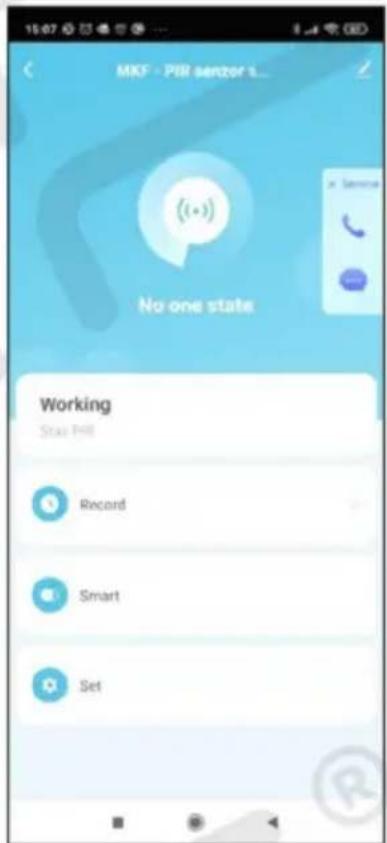 MKF - PIR sensor 1... No one state Working Start Post Record Smart Set