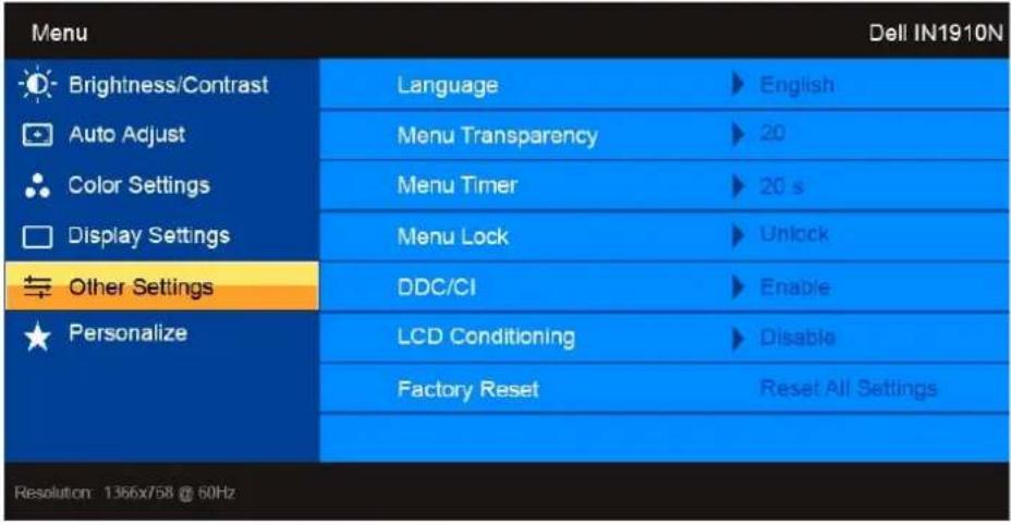 DELL IN1910N - Using the On-Screen Display (OSD) Menu - 5