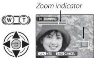 Zoom indicator TRIMMING OK YES BACK CANCEL