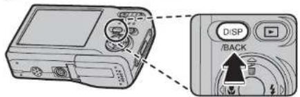 Diagram showing a device with a 'DISP' and 'BACK' control panel, highlighting an upward arrow in the main panel.