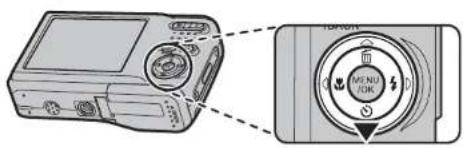 Diagram showing a digital camera with control panel and rotary dial, alongside its close-up view.