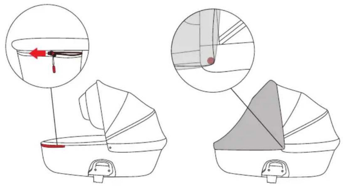 Technical diagram illustrating a mechanical assembly with zoomed-in detail and detail views, showing component placement and adjustment.
