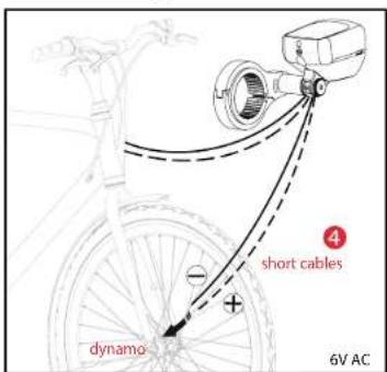 short cables dynamo + - 4 6V AC