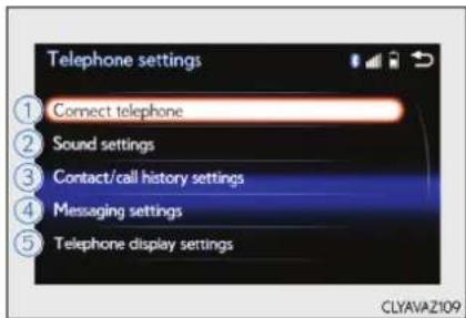 LEXUS IS 200t (2015) - Obrazovka "Telephone settings" (Nastavenie telefónu) - 1