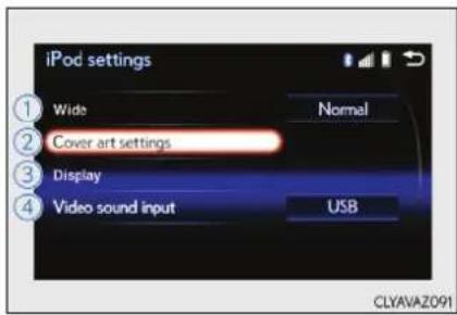 iPod settings Wide Normal Cover art settings Display Video sound input USB CLYAVAZ091