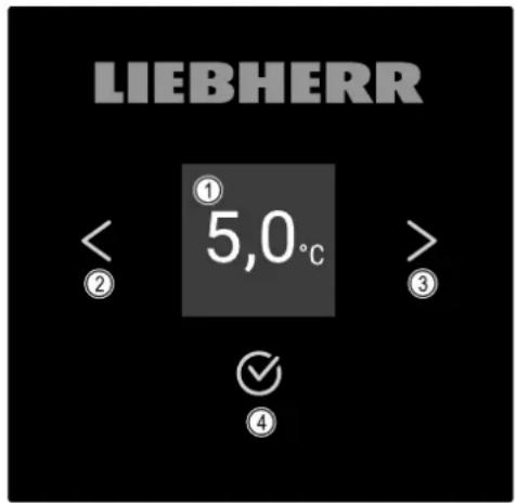 LIEBHERR ① 5,0℃ < ② > ③ ✓ ④