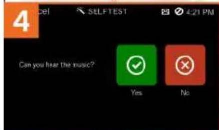 4 CEL SELFTEST 4:21 PM Can you hear the music? Yes No