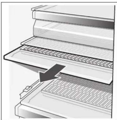 Többrétegű tároló- vagy állványrendszer diagramja fekete nyíllal, amely egy folyamatot vagy mozgást jelez (szöveg vagy szimbólumok nélkül)
