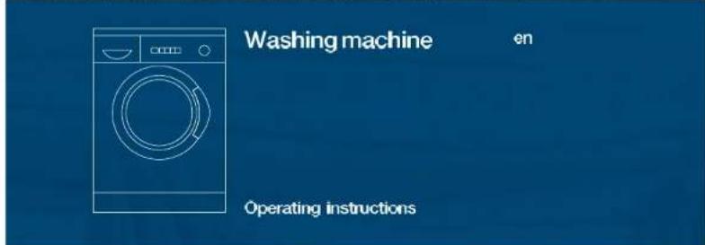Washing machine en Operating instructions