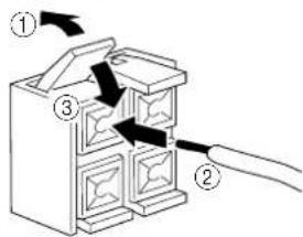 Diagram of a device with numbered components and directional arrows indicating assembly or operation
