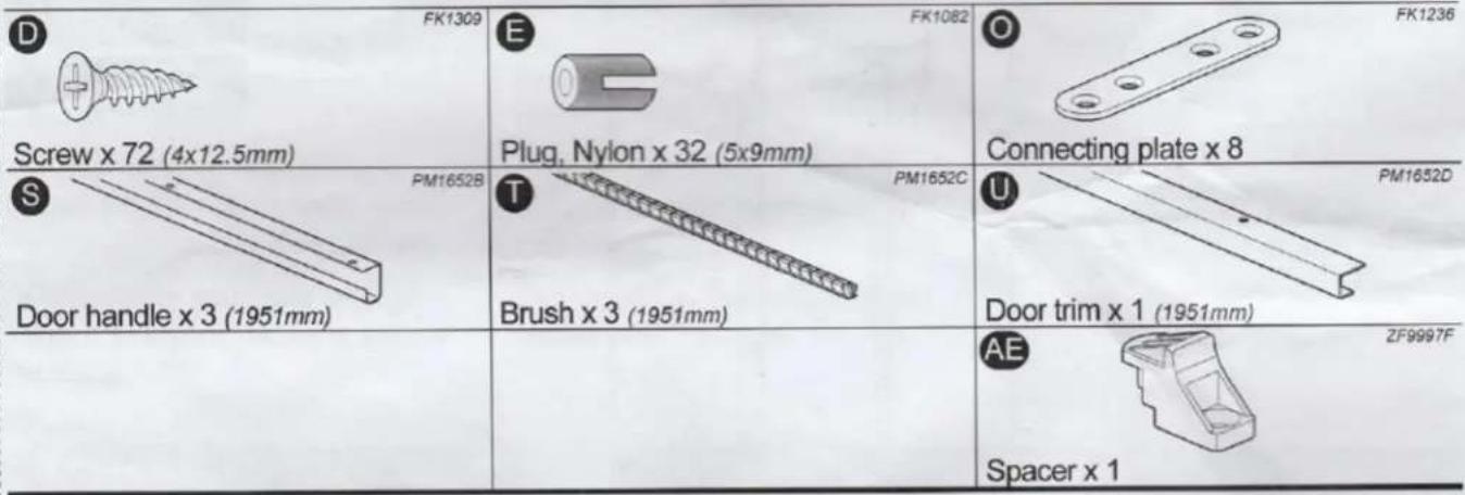 Heart of House Bergen 180 247/3591 - Please check you have all the fittings listed below - 1