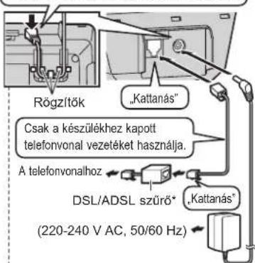 Rögzítők „Kattanás“ Csak a készülékhez kapott telefonvonal vezetéket használja. A telefonvonalhoz DSL/ADSL szűrő* „Kattanás“ (220-240 V AC, 50/60 Hz)
