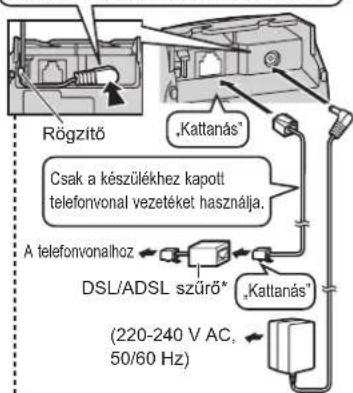 Rögzítő .Kattanás* Csak a készülékhez kapott telefonvonal vezetéket használja. A telefonvonalhoz DSL/ADSL szűrő* .Kattanás* (220-240 V AC, 50/60 Hz)