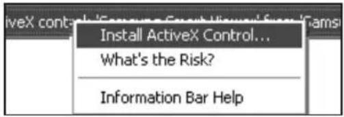 LiveX control Install ActiveX Control... What's the Risk? Information Bar Help