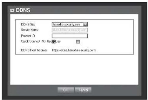 DDNS - DDNS Site : harawha-security.com - Server Name : db.st.harawha-security.com - Product ID : - Quick Connect: Not Us: http - DDNS Host Address : https://ddns.harawha-security.com/ OK Cancel