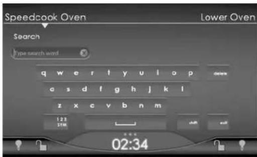 Speedcook Oven Lower Oven Search Type search word q w e r l y u i o p c s d f g h j k l z x c v b n m 1 2 3 STM 02:34
