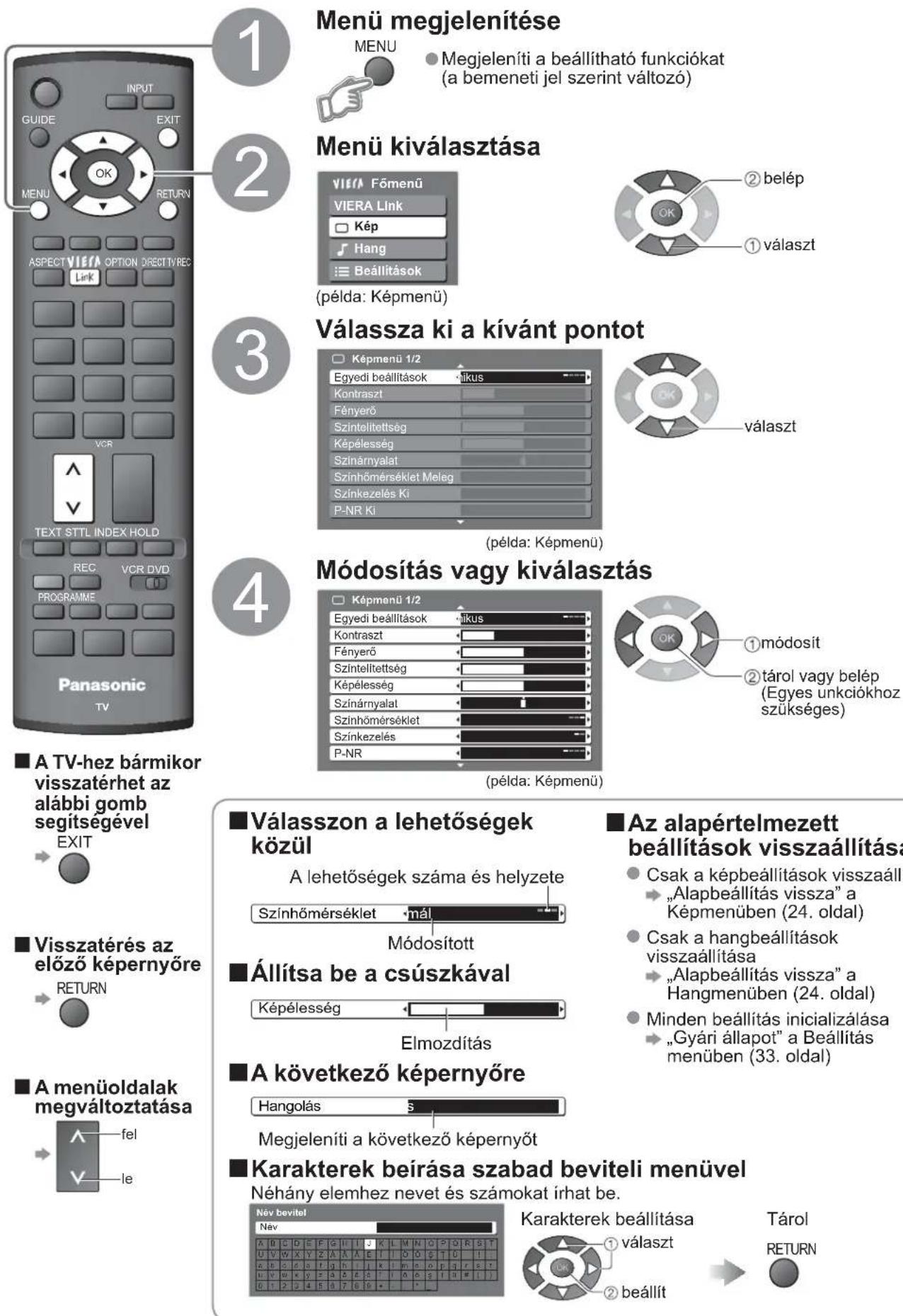 PANASONIC TH-42PZ8EA - A menüfunkciók használata - 1