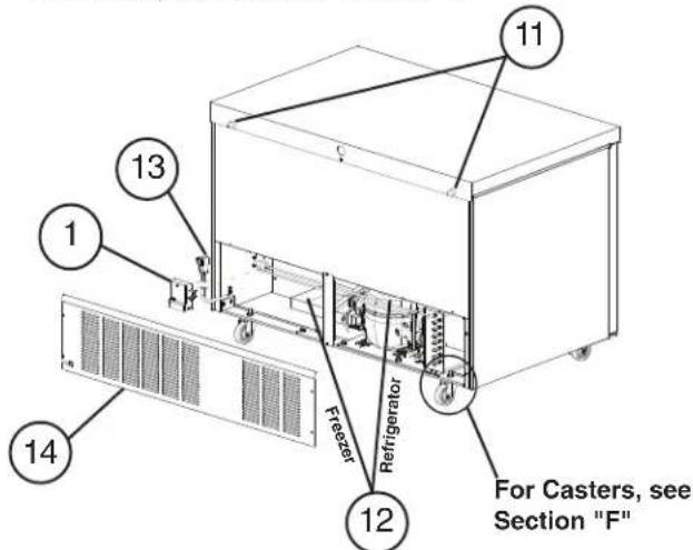 Hoshizaki CRMR60 - CRMR48 and CRMF48 Undercounter, Worktop, and Prep Table - 2
