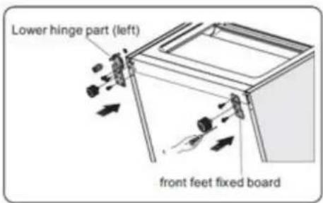 Lower hinge part (left) front feet fixed board