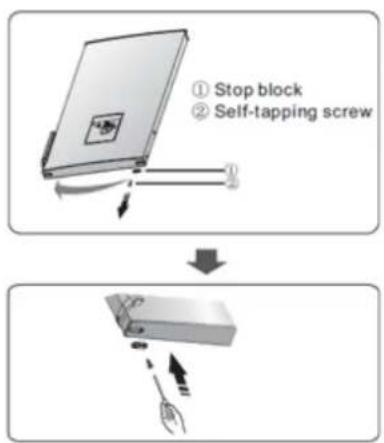 ① Stop block ② Self-tapping screw