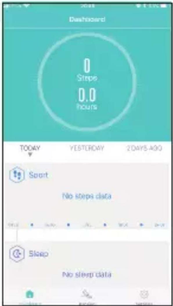 Dashboard Steps 0.0 hours TODAY YESTERDAY 2015-AGO Sport No steps data Sleep No sleep data