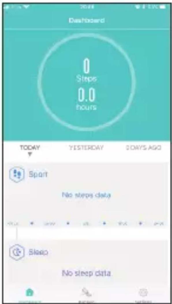 Dashboard Steps 0.0 hours TODAY YESTERDAY DAYS AGO Spart No steps data Sleep No sleep data