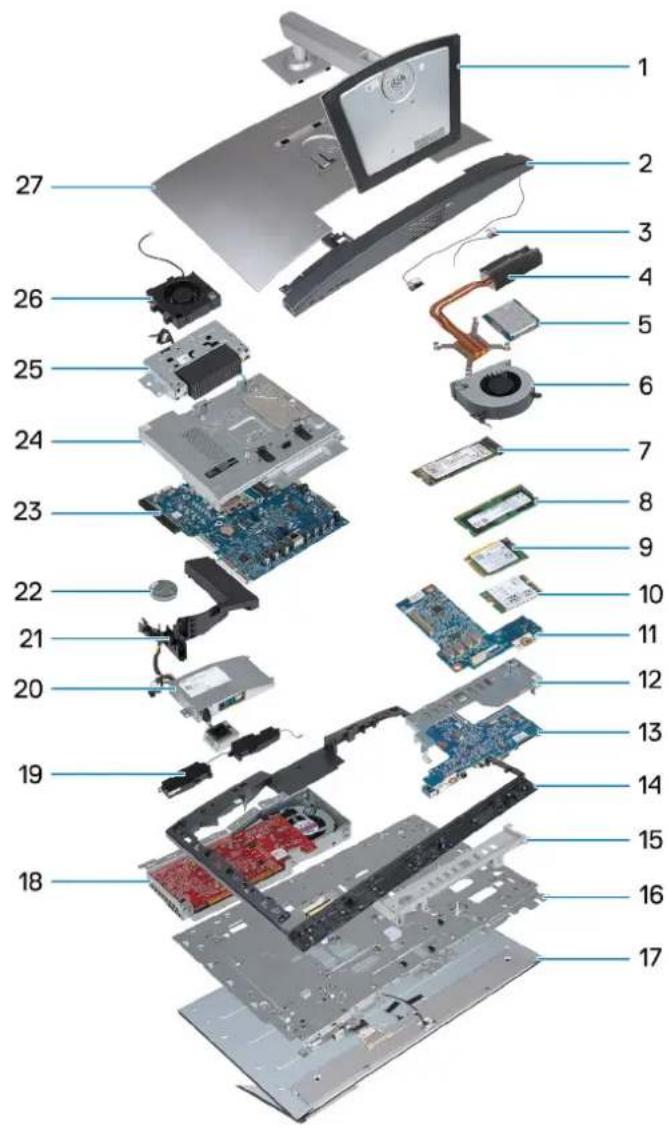 DELL OptiPlex All-in-One Plus 7410 - Az OptiPlex Plus 7410 egybeépített számítógép fő alkatrészei - 1