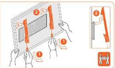 Diagram illustrating a device operation with labeled steps and directional arrows, including a person silhouette.