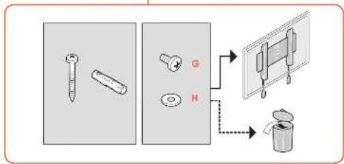 Diagram illustrating the assembly of a screw and nut components with labeled parts G and H, and a final assembly step.