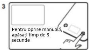 Pentru oprire manuală, apăsați timp de 3 secunde
