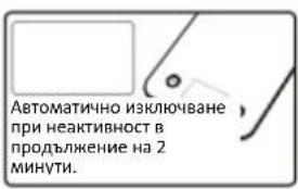 Автоматично изключване при неактивност в продължение на 2 минути.