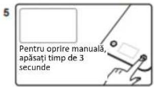 Pentru oprire manuală, apăsăți timp de 3 secunde