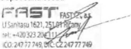 FAST FAST U Sanitasu 1621, 251.01 PKany tel: +420 323 206 111 ICO: 247 77 749, BTC: CZ 247 77 749